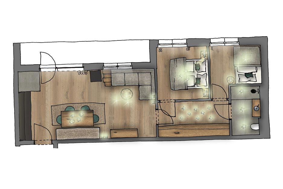 Grundriss Loftappartment GROSS.SENN, Kraftalm